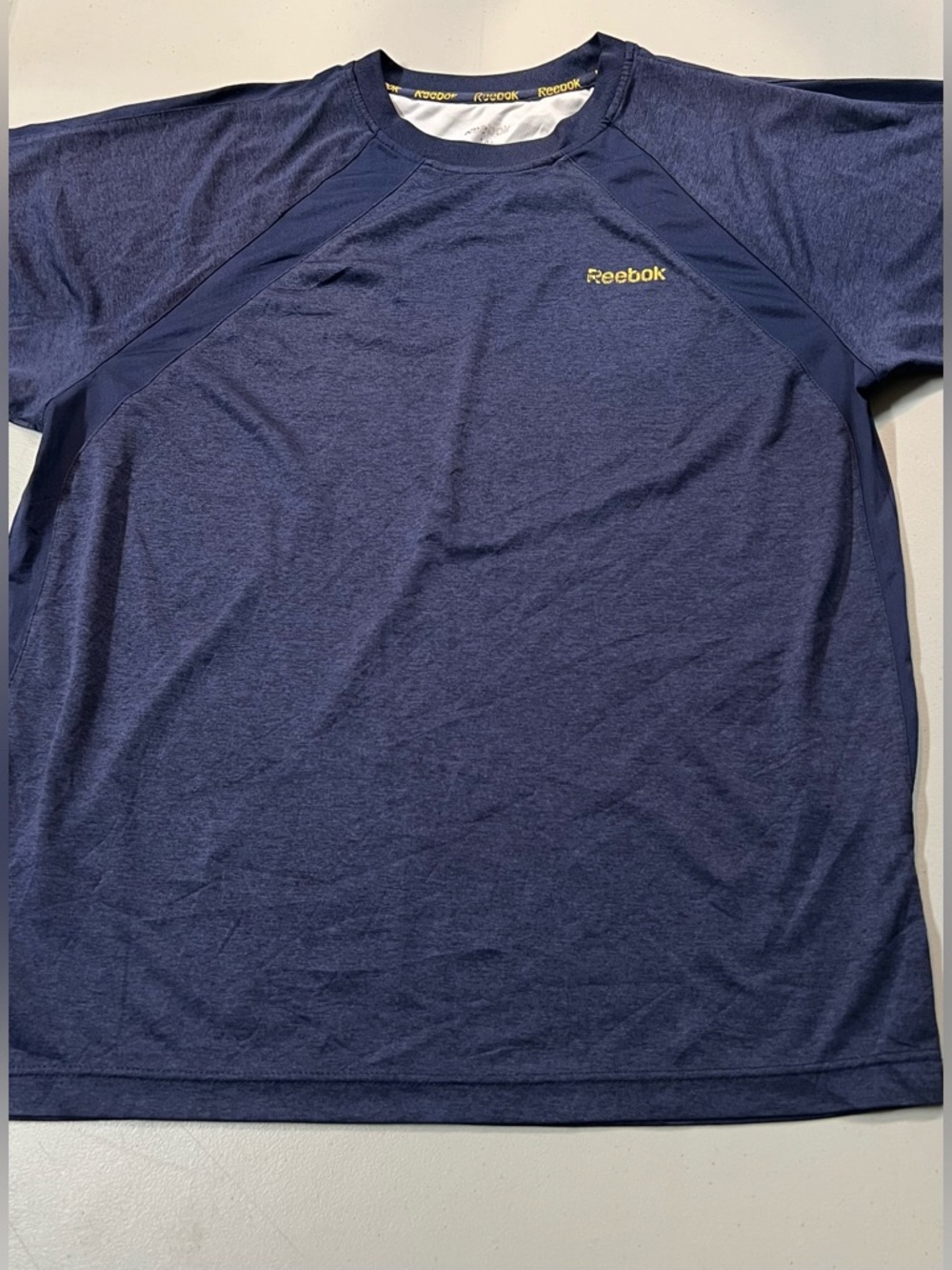 Reebok Athletic Performance T-Shirt Blue Moisture Wicking Gym Tee Men’s Size L